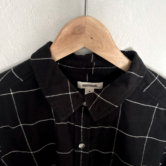 Goodthreads Windowpane Flannel Button Up Shirtdress with Tie Belt - Picture 3 of 6